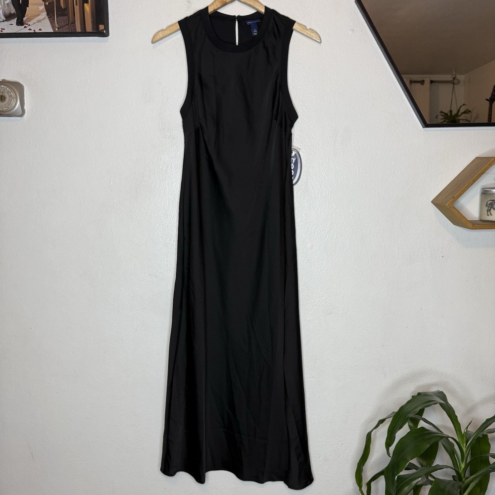 New Scoop Midi Tank Dress Black Sleeveless Minimalist Lightweight Women's Small